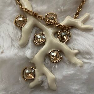 KJL  Gold and White earring and  Necklace with set with a Coral Branch